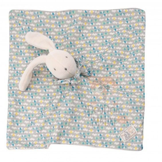  les douillettes lapin plat carré bleu gris fleur 
